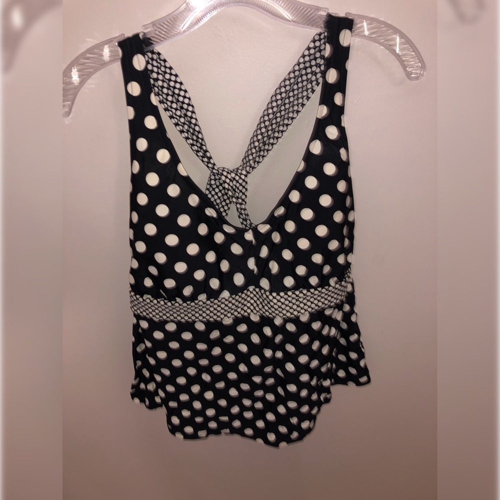 Tankini Bathing Suit With Polka Dots & Cross Strap